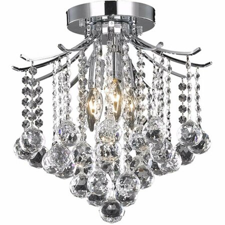 LIVING DISTRICT 12 in. Amelia 3 Lights Flush Mount Ceiling Light, Chrome LD8200F12C